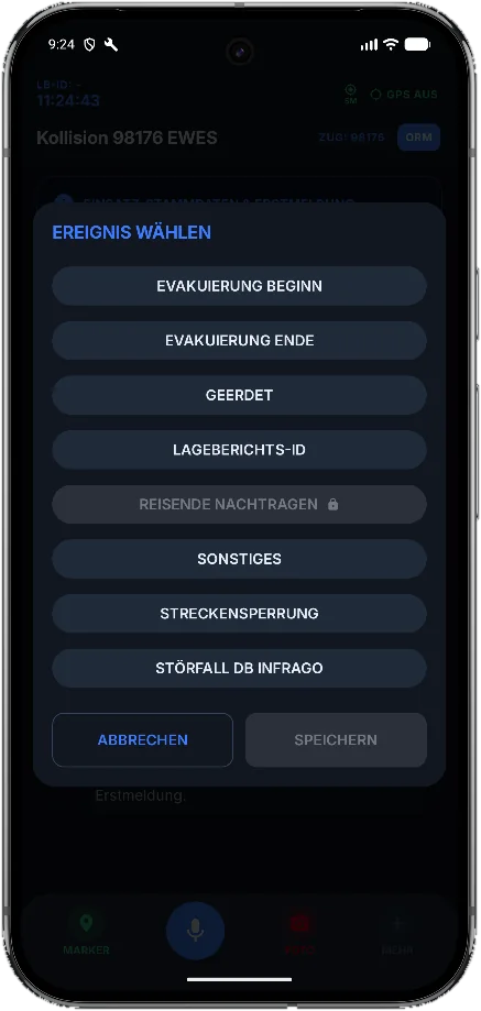 NFB.Note: Ereignisse per Tipp auswählen