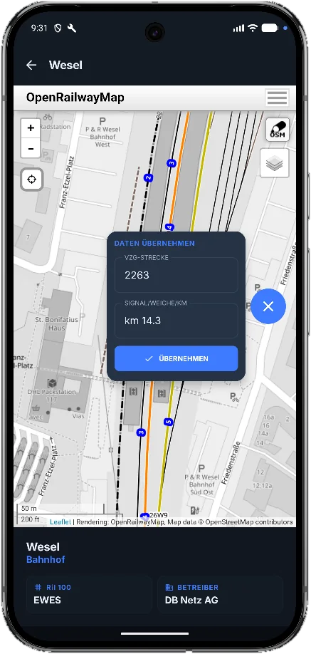 NFB.Note: OpenRailwayMap direkt aus dem Einsatz